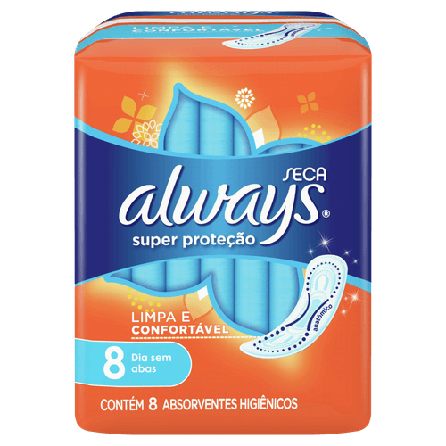 Kit c/16 Absorvente Básico Malha Seca Sem Abas Always Simples c/8 Unidades