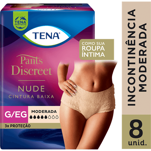 Kit 4 Fraldas Adulto Tena Pants Discreet Nude G/Eg 8 Unidades cada