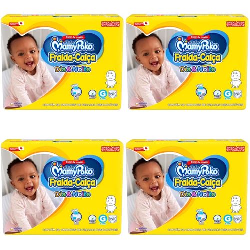 Kit 4 Fraldas Calça Dia&Noite MamyPoko G c/50 Unidades cada