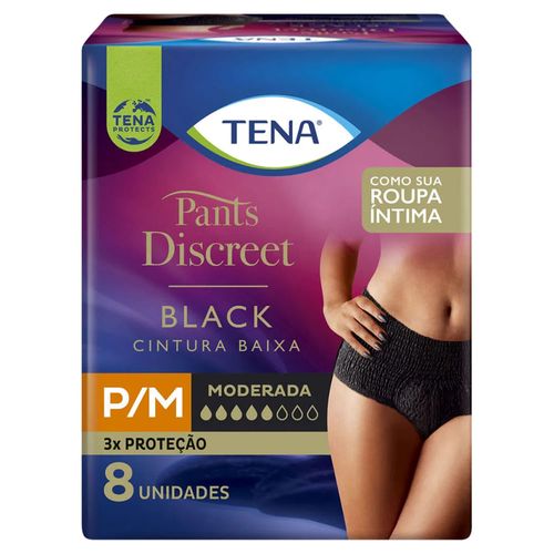 Kit 2 Fraldas Adulto Tena Pants Discreet Black P/M 8 Unidades cada