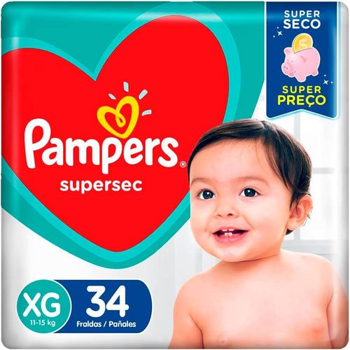 Kit 2 Fraldas Pampers Super Sec Xg Com 34 Unidades cada Kit 2 Fraldas Pampers Super Sec Xg Com 34 Unidades cada