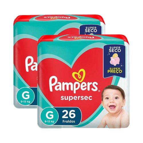 Kit 2 Fraldas Supersec ”G” Pampers c/26 Unidades cada Kit 2 Fraldas Supersec ”G” Pampers c/26 Unidades cada
