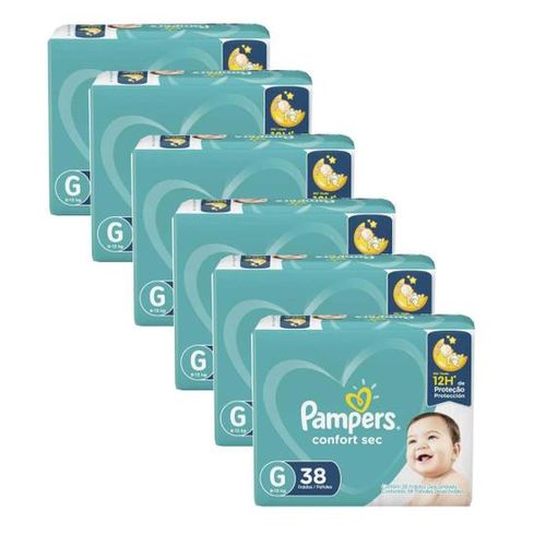 Kit 6 Fraldas Pampers Conforte Sec G c/38 Unidades cada