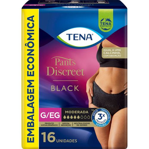Kit 4 Fraldas Adulto Tena Pants Discreet Black G/Eg 8 Unidades cada Kit 4 Fraldas Adulto Tena Pants Discreet Black G/Eg 8 Unidades cada