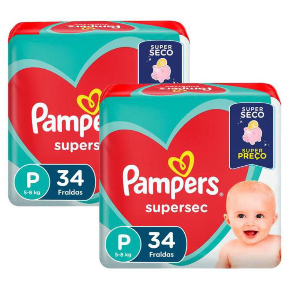 Kit 2 Fraldas Pampers Supersec P 34 Unidades cada