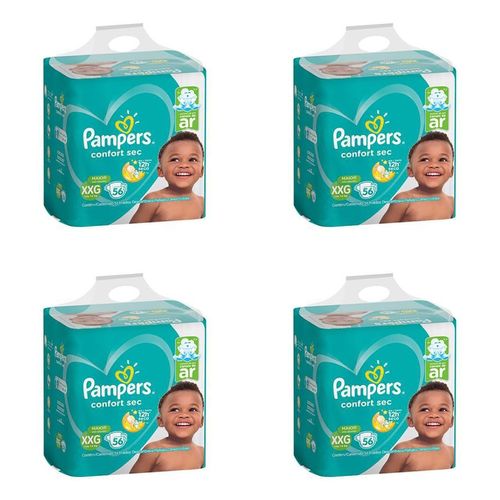 Kit 4 Fraldas Pampers Confort Sec Xxg 56 Unidades cada Kit 4 Fraldas Pampers Confort Sec Xxg 56 Unidades cada