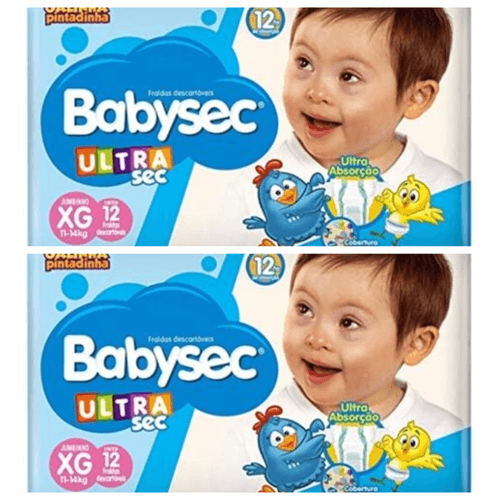 Kit 2 Fraldas Babysec Ultra Jumbinho Tamanho XG com 12 Unidades cada
