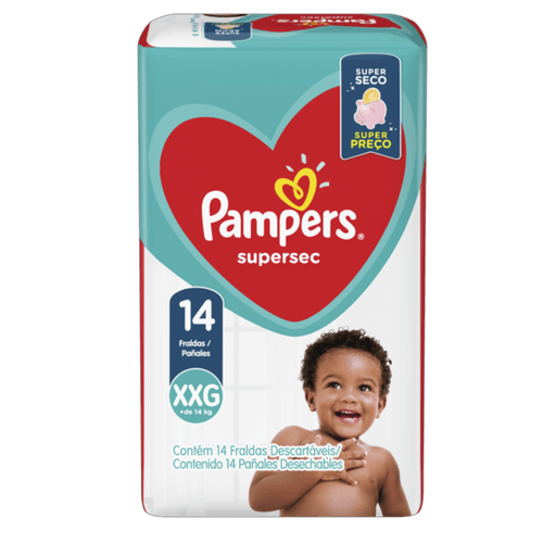 Kit 4 Fraldas Pampers Super Sec Com 14 Unidades cada Xxg