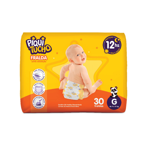 Kit 4 Fraldas Piquitucho (G) 30 Unidades cada