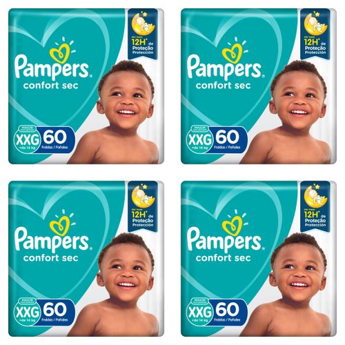 Kit 4 Fraldas Pampers Confort Sec XXG 60 Unidades cada