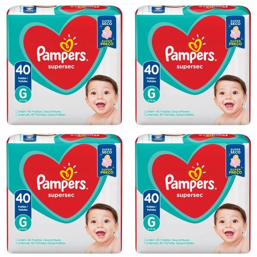 Kit 4 Fraldas Pampers Super Sec 