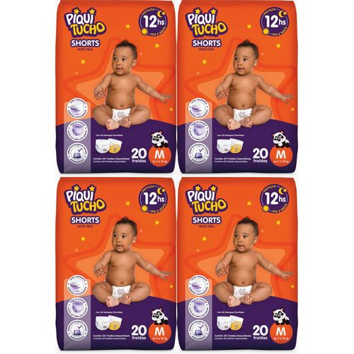Kit 4 Fraldas Shorts Piquitucho Jumbinho (M) 20 Unidades cada
