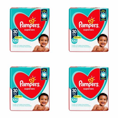 Kit 4 Fraldas Pampers Ss Xxg c/30 Unidades cada
