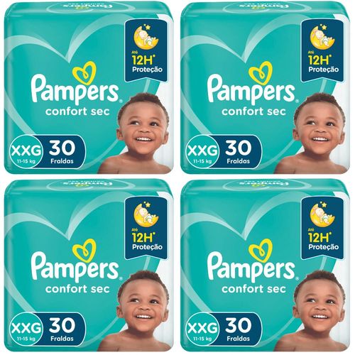 Kit 4 Fraldas Pampers Conforte Sec Xxg 30 Unidades cada