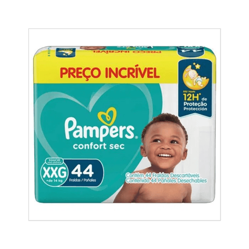 Kit 4 Fraldas Pampers Confort Sec Com 44 Unidades cada Xxg