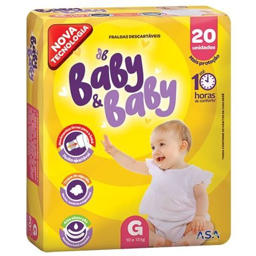 Kit 2 Fraldas Baby&Baby Econômica (G) 20 Unidades cada