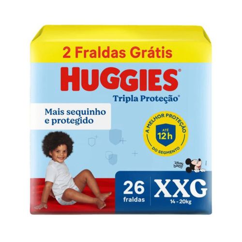 Kit 4 Fraldas Huggies Tripla Proteção Meguinha Xxg (26) Unidades cada Kit 4 Fraldas Huggies Tripla Proteção Meguinha Xxg (26) Unidades cada