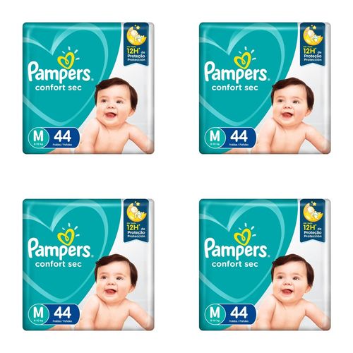 Kit 4 Fraldas Pampers Conforte Sec M c/44 Unidades cada Kit 4 Fraldas Pampers Conforte Sec M c/44 Unidades cada
