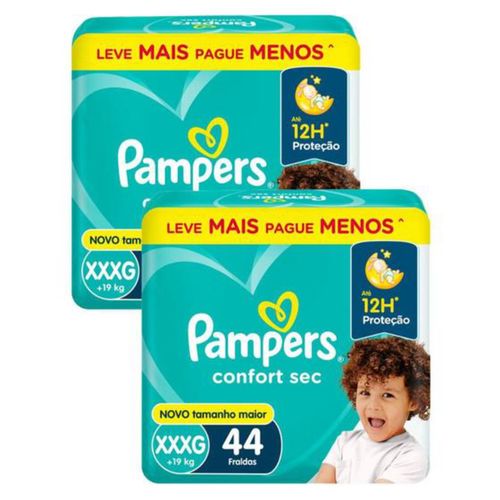 Kit 2 Fraldas Pampers Confort Sec XXXG c/44 unidades cada Kit 2 Fraldas Pampers Confort Sec XXXG c/44 unidades cada