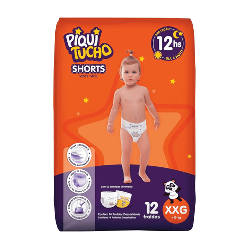 Kit 4 Fraldas Shorts Piquitucho Jumbinho (XXg) c/12 Unidades cada