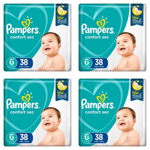 Kit 4 Fraldas Pampers Conforte Sec G c/38 Unidades cada