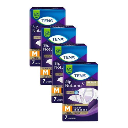 Kit 4 Fraldas Geriátrica Tena Slip Noturna Tamanho M 7 Unidades cada