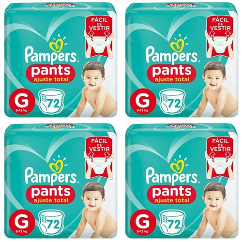 Kit 4 Fraldas Confortsec Pants Bag ”G” Pampers Simples c/72 Unidades cada