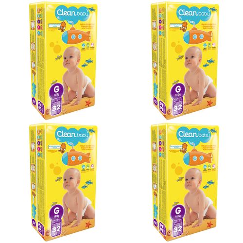 Kit 4 Fraldas Clean Baby Jumbo G c/32 Unidades cada Kit 4 Fraldas Clean Baby Jumbo G c/32 Unidades cada
