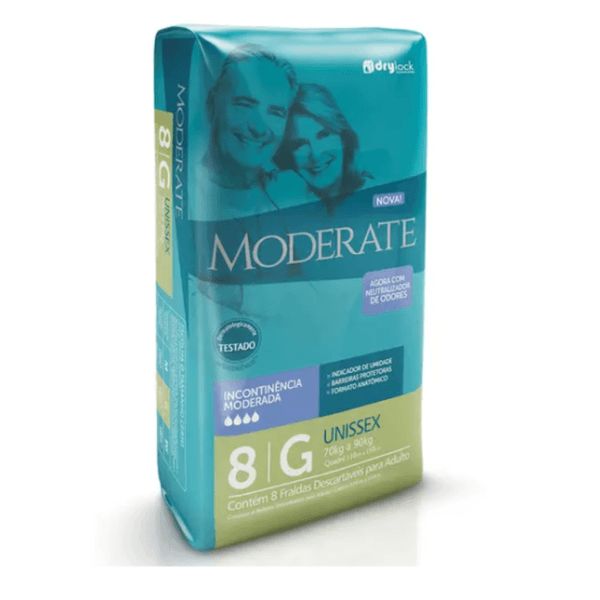 Kit 4 Fraldas Geriatrica Moderate Regular (G) 8 Unidades cada