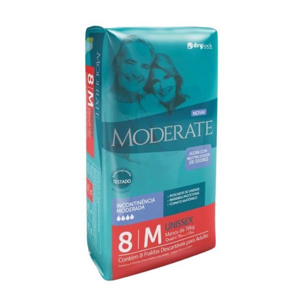 Kit 4 Fraldas Geriatrica Moderate Regular (M) 8 Unidades cada
