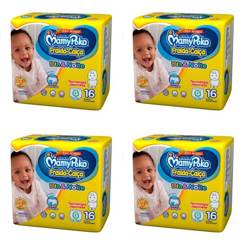 Kit 4 Fraldas Calça MamyPoko Dia e Noite Tamanho 