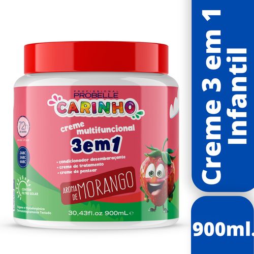 Creme de Pentear Probelle Carinho 3 Em 1 Morango 900Ml