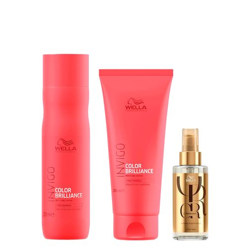 Kit Wella Professionals Invigo Color Brilliance - Shampoo 250ml + Condicionador 200ml + Óleo Capilar 100ml Kit