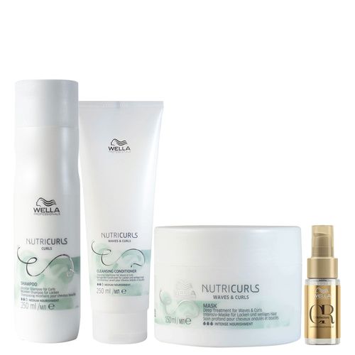 Kit Wella Professionals Nutricurls - Shampoo 250 ml + Condicionador Co- Wash 250 ml + Máscara 150 ml + Óleo 30 ml Kit Kit Wella Professionals Nutricurls - Shampoo 250 ml + Condicionador Co- Wash 250 ml + Máscara 150 ml + Óleo 30 ml Kit
