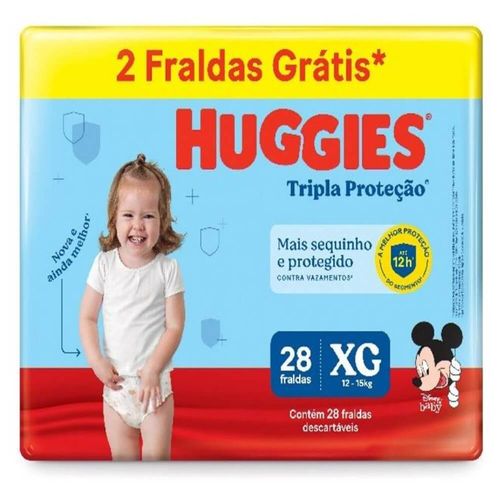 Kit 2 Fraldas Huggies Tripla Proteção Meguinha (Xg) 28 Unidades cada Kit 2 Fraldas Huggies Tripla Proteção Meguinha (Xg) 28 Unidades cada