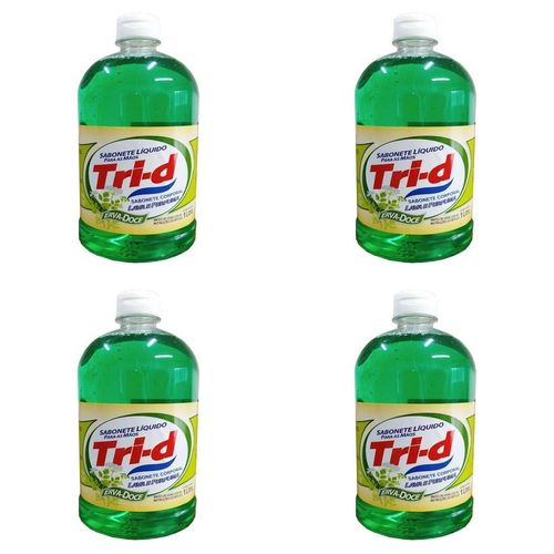 Kit c/4 Sabonetes Liquido Tri-D 1L Para Mãos Erva Doce
