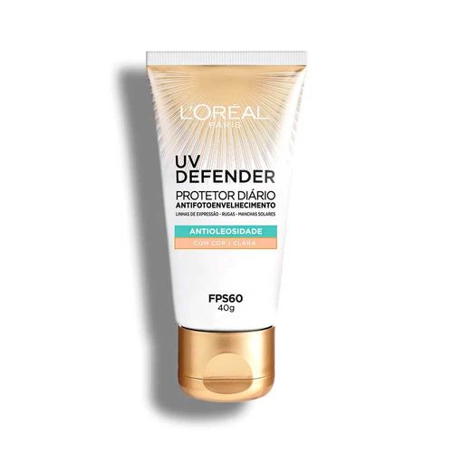 Protetor Solar Facial Loréal Uv Defender Antioleosidade Cor Clara Fps60 40g