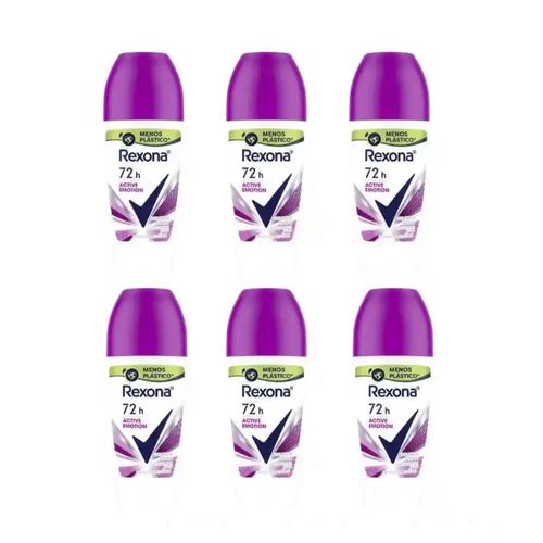 Kit c/6 Unidades de Desodorante Rexona Rollon Active Emotion 50ml Kit c/6 Unidades de Desodorante Rexona Rollon Active Emotion 50ml