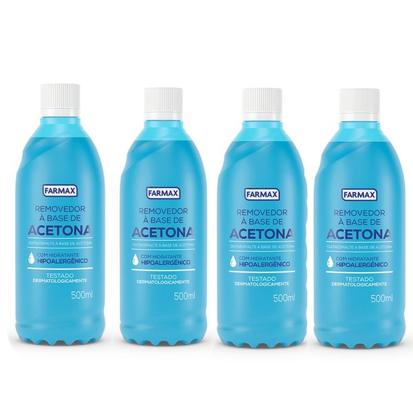 Kit c/4 Unidades de Removedor Farmax com Acetona 500ml