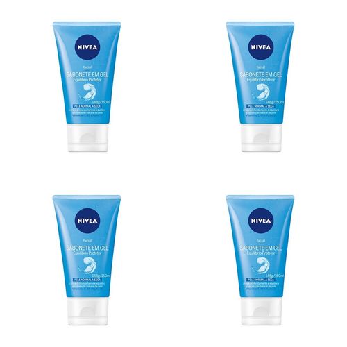 Kit c/4 Sabonetes Nivea Em Gel Facial Equilíbrio Nutritivo Com 150ml