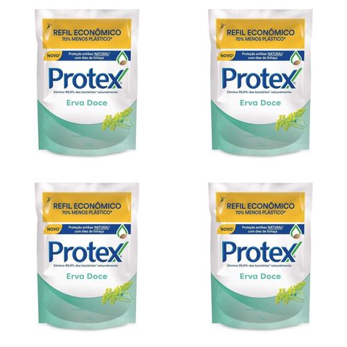 Kit c/4 Sabonetes Líquido Protex Refil 200ml Erva Doce