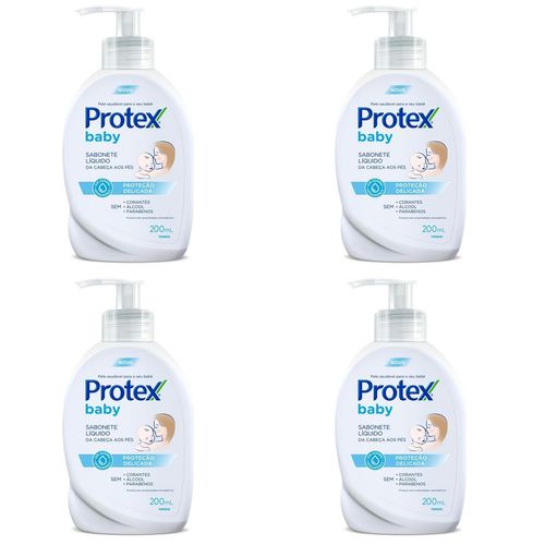 Kit c/4 Sabonetes Líquido Protex Baby Cabeça aos Pés 200ml