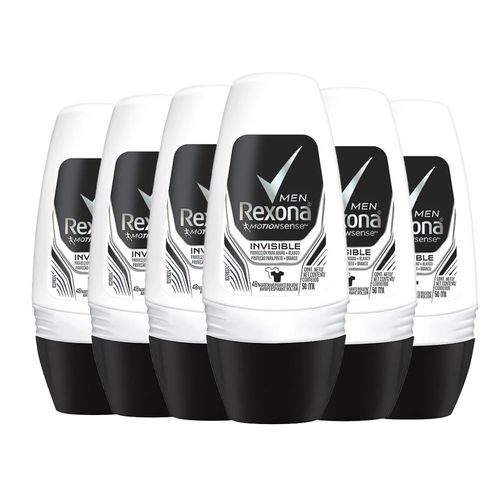 Kit c/6 Unidades de Desodorante Rexona Rollon Men Anti Invisible 50ml cada