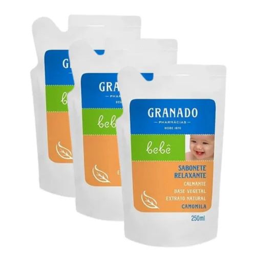 Kit c/3 Sabonetes Líquido Infantil Granado Bebê Refil 250ml Camomila Kit c/3 Sabonetes Líquido Infantil Granado Bebê Refil 250ml Camomila