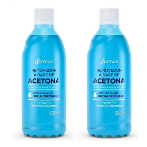 Kit c/2 Unidades de Removedor Farmax com Acetona 500ml Kit c/2 Unidades de Removedor Farmax com Acetona 500ml