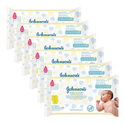 Kit c/6 Unidades de Lenço Umedecido Johnson Baby Recém Nascido 48 Unidades Kit c/6 Unidades de Lenço Umedecido Johnson Baby Recém Nascido 48 Unidades