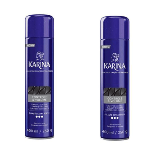 Kit c/2 Unidades de Fixador Hair Spray Karina 400ml Extra Forte Kit c/2 Unidades de Fixador Hair Spray Karina 400ml Extra Forte