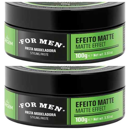 Kit c/2 Unidades de Pomada Modeladora Origem For Men 100g Matte Kit c/2 Unidades de Pomada Modeladora Origem For Men 100g Matte