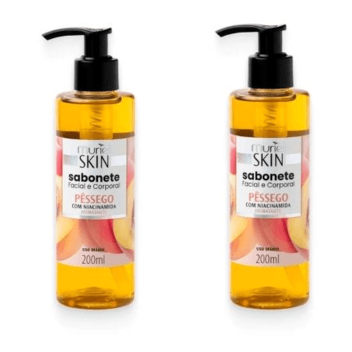 Kit c/2 Sabonetes Líquido Facial Corporal Muriel Skin Pêssego 200ml Kit c/2 Sabonetes Líquido Facial Corporal Muriel Skin Pêssego 200ml