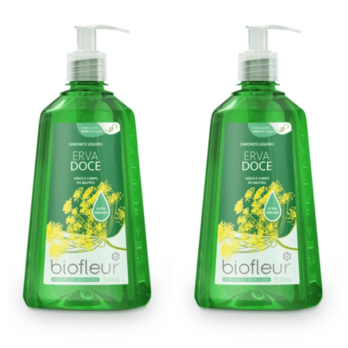 Kit c/2 Sabonetes Líquido Biofleur Erva Doce 500ml cada